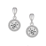 Sterling Silver Halo Crystal Earrings