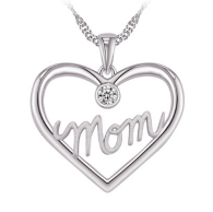 Sterling Silver Mom Heart Necklace