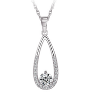 Sterling Silver Drop Crystal Necklace