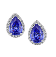 Sterling Silver Created Tanzanite Earrings