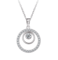 Sterling Silver Crystal Double Circle Necklace