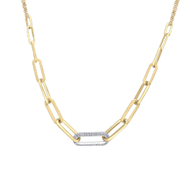 Yellow Gold Diamond Paperclip Necklace