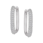 Sterling Silver Rectangle Crystal Hoop Earrings