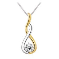 Sterling Silver Twist Crystal Necklace