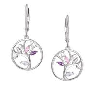 Sterling Silver Tree Zirconia Earrings