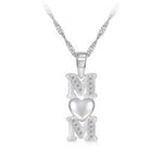 Sterling Silver Mom Heart Necklace