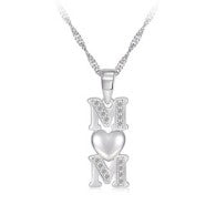 Sterling Silver Mom Heart Necklace