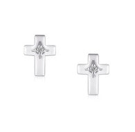 Sterling Silver Cross Stud Earrings