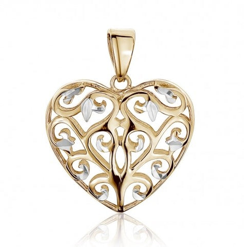 Gold Filigree Heart Pendant