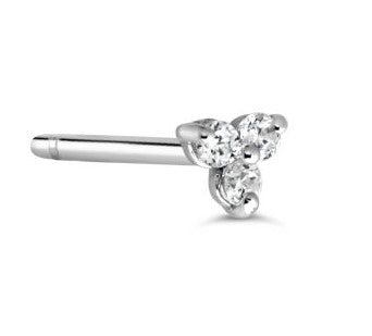 14kt White Gold Crystal Cluster Nose Stud