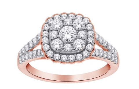 Rose Gold Diamond Double Halo Engagement