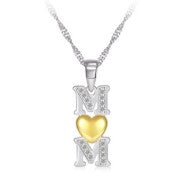 Sterling Silver Mom Heart Necklace