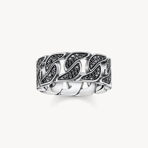 Thomas Sabo Ring blackened links with black stones