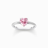 Thomas Sabo Silver ring with pink, heart-shaped zirconia