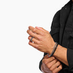 Thomas Sabo Silver wide ring with chain links and black stones