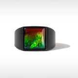 KORITE Midnight Ammolite Ring in Matte Black Titanium