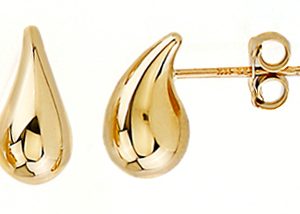 Yellow Gold Small Raindrop Stud Earrings