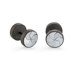 ITALGEM STEEL BLACK FUTURISTIC STUD EARRINGS
