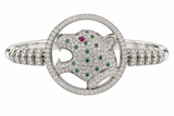 Sterling Silver Panther Pave Zirconia Bangle