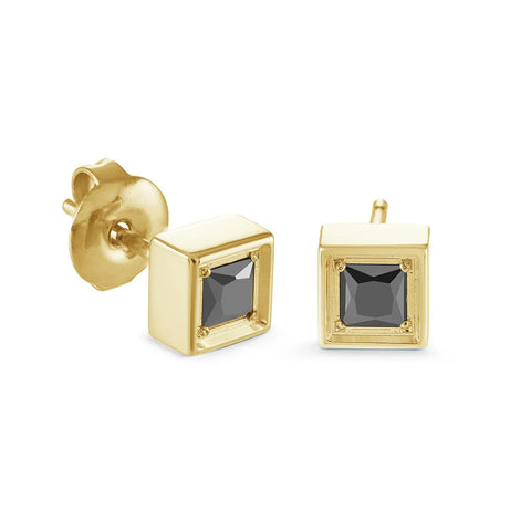 ITALGEM STEEL CZ STUD EARRINGS