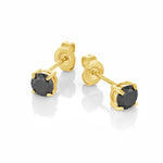 ITALGEM STEEL BLACK CZ STUD EARRINGS