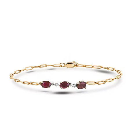 Gold Ruby and Diamond linked Bracelet