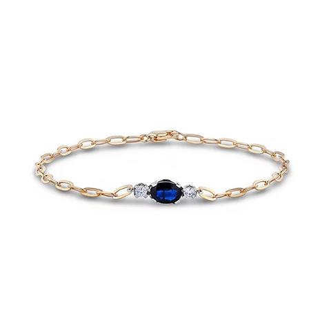Gold Sapphire and Diamond linked Bracelet
