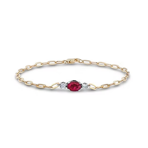 Gold Ruby and Diamond linked Bracelet