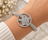 Sterling Silver Panther Pave Zirconia Bangle
