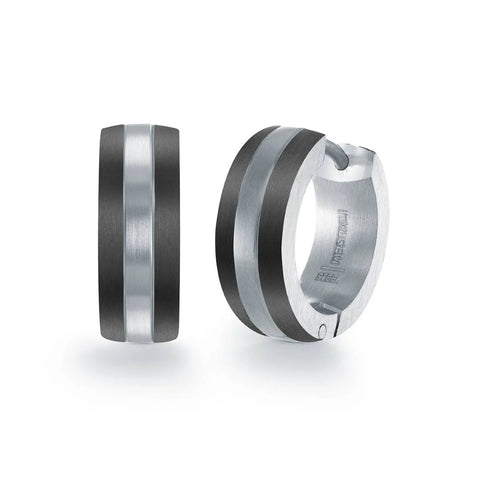 ITALGEM STEEL HUGGIE EARRINGS
