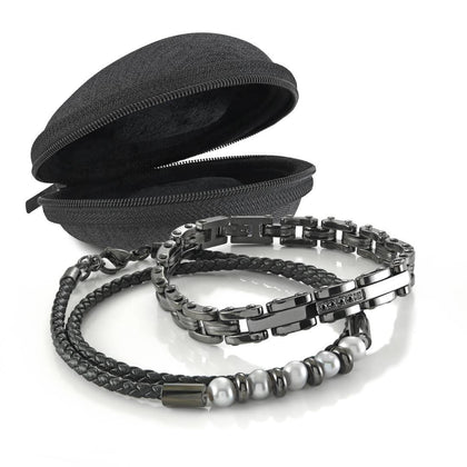 ITALGEM STEEL COMBO GUN-IP PEARLS BLACK LEATHER WITH TRAVEL CASE