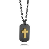 ITALGEM Black Dogtag Cross Accent Pendant