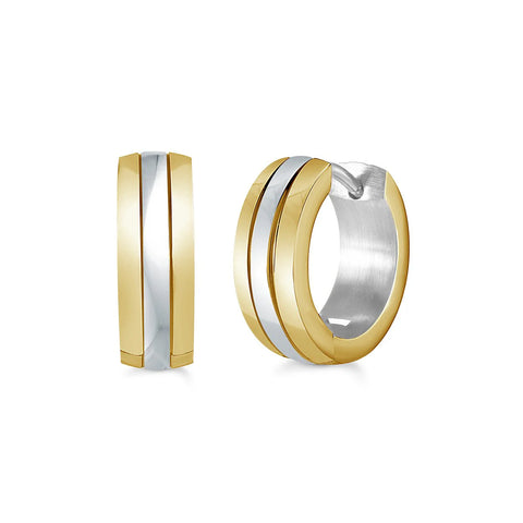 ITALGEM STEEL HUGGIE EARRINGS