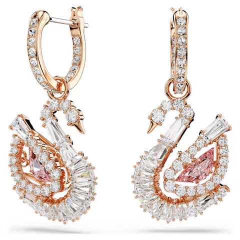 Swarovski Swan drop earrings Pavé, Pink 5732415