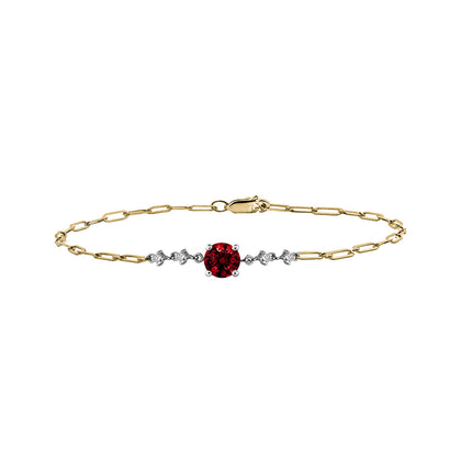 Gold Ruby and Diamond linked Bracelet