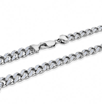 Sterling Silver Zirconia Miami Link Bracelet