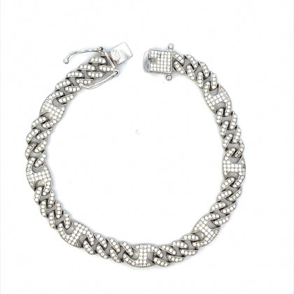 Sterling Silver Mens Cubic Zirconia Bracelet