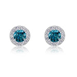 Diamond Evolution - 1.32ct tw Blue Diamonds Halo Earrings