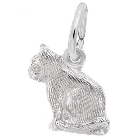 Sterling Silver Sitting Cat Charm/Pendant