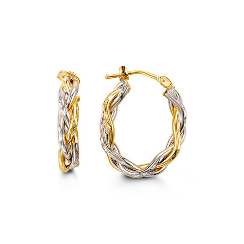 Two-tone Gold Braided Hoop Earrings