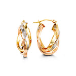 Bella Collection - Tri-gold Twist Hoop Earrings