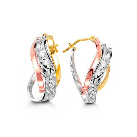 Bella Collection - Tri-gold Twist Hoop Earrings