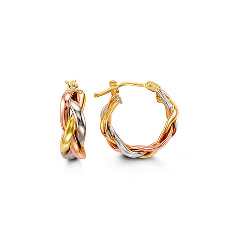 Bella Collection - Tri-Gold Hoop Earrings