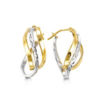 Bella Collection - Two-Tone Gold Twist Hoop Earrings