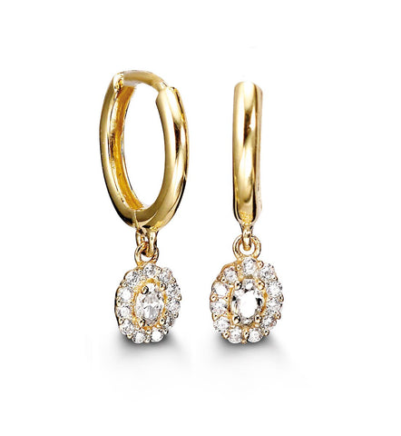 Bella Collection - Zirconia Dangle Gold Earrings