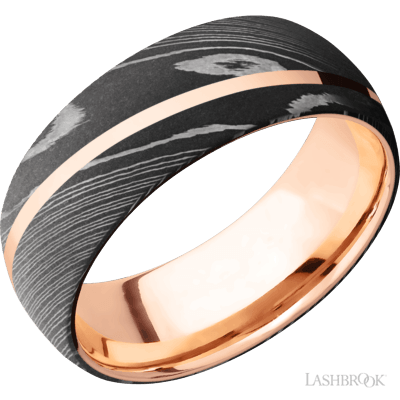 LASHBROOK Damascus Steel w/14kt Rose Gold Inlay Sleeve