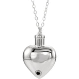 Sterling Silver Pet Heart Ash Holder 18" Necklace