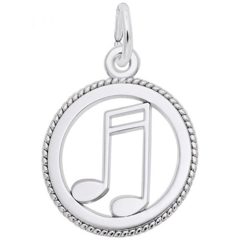 Sterling Silver Music Note Disc Charm/Pendant