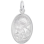 Sterling St Michael Oval Disc Pendant