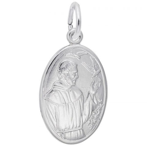 Sterling St. Francis Oval Disc Pendant